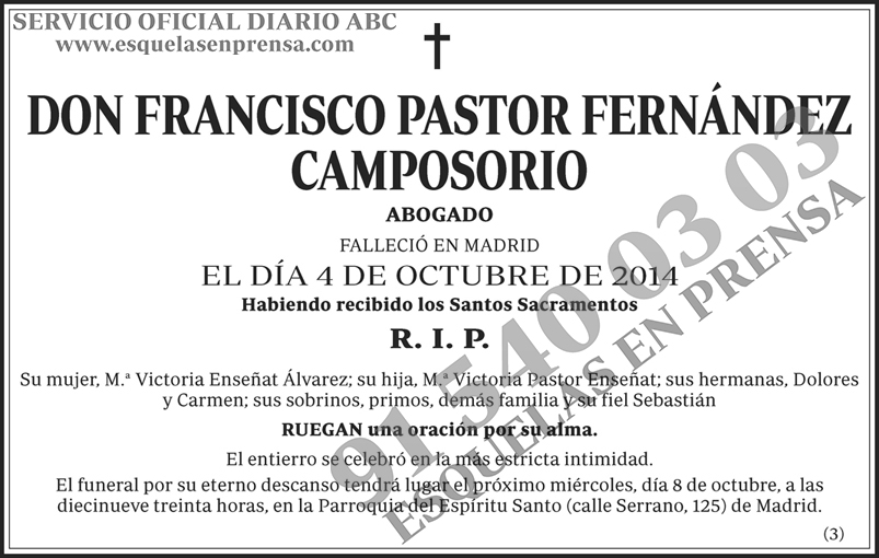 Francisco Pastor Fernández Camposorio